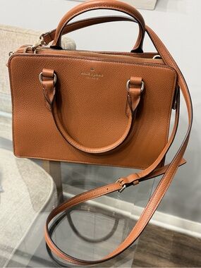 kate spade cognac pebble leather satchel with crossbody strap